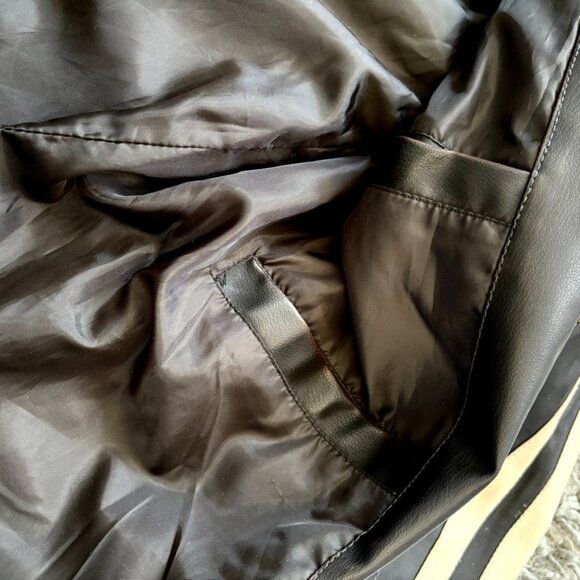 Vintage Faux Leather Motorcycle Jacket | Black Bomber Jacket | Vegan Leather - Picture 12 of 16